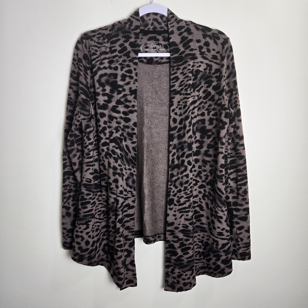 SOMA Live Lounge Wear‎ Modal Luxuriously Soft Leopard Open Cardigan Jacket M